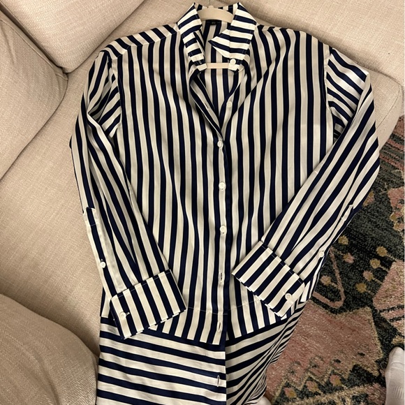 Burberry Silk Striped Button Down Dress/Tunic Length - Picture 3 of 6